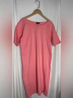 Women's J. Crew casual 100% natural cotton tshirt dress size Small Coral Pink